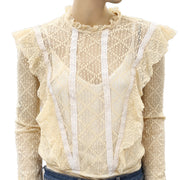 Intimately Free People Goldie Ruffle Lace Bodysuit Top