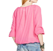 Denim & Supply Ralph Lauren Pink Ruffle Peasant Top