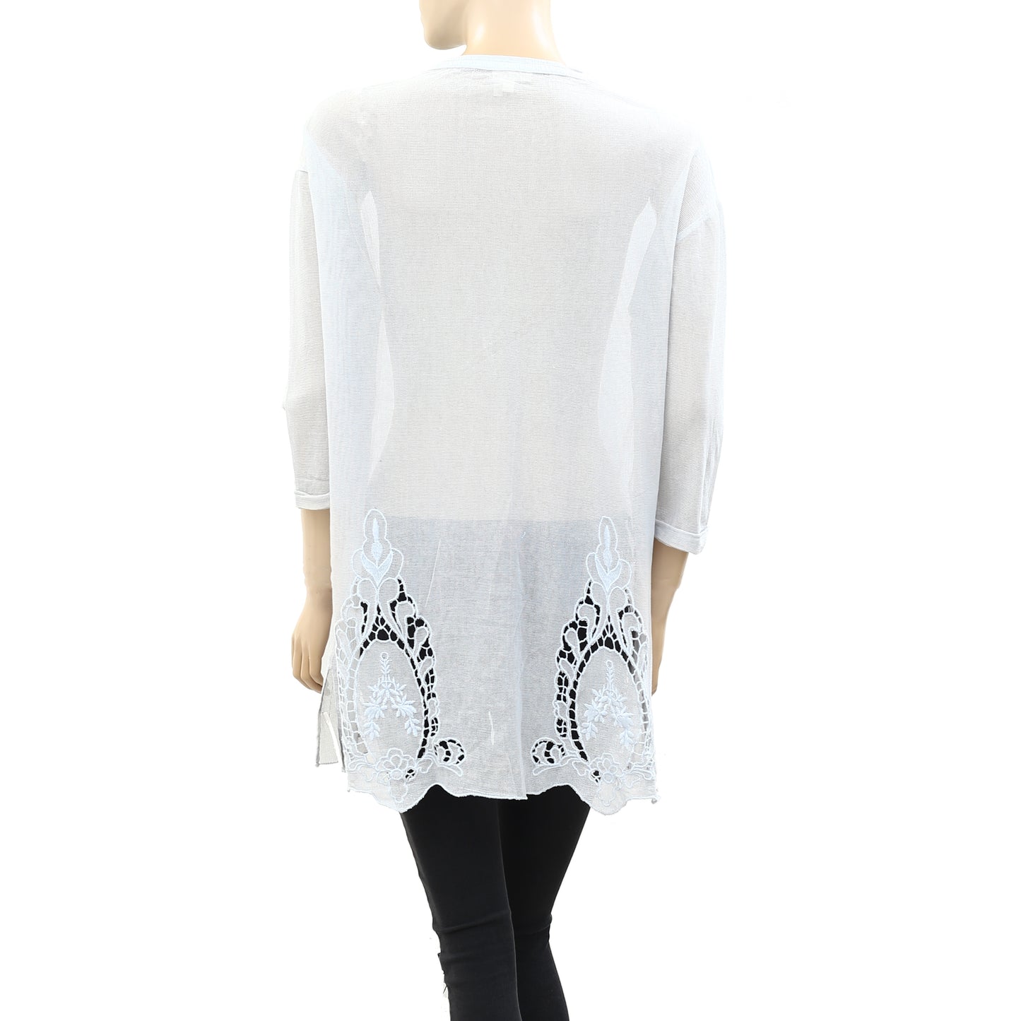 Meadow Rue Anthropologie Mesh Embroidered Ciel Tunic Top S