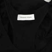 Madame A Paris 纯色荷叶边黑色背心衬衫上衣 XS