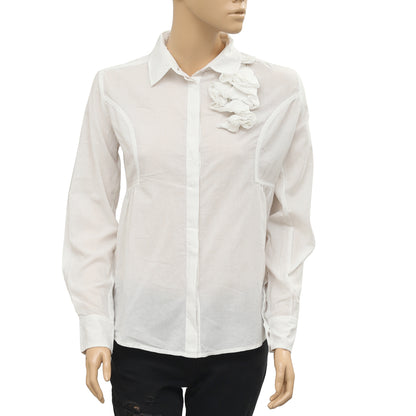 Anthropologie Ruffle Solid Blouse Shirt Top