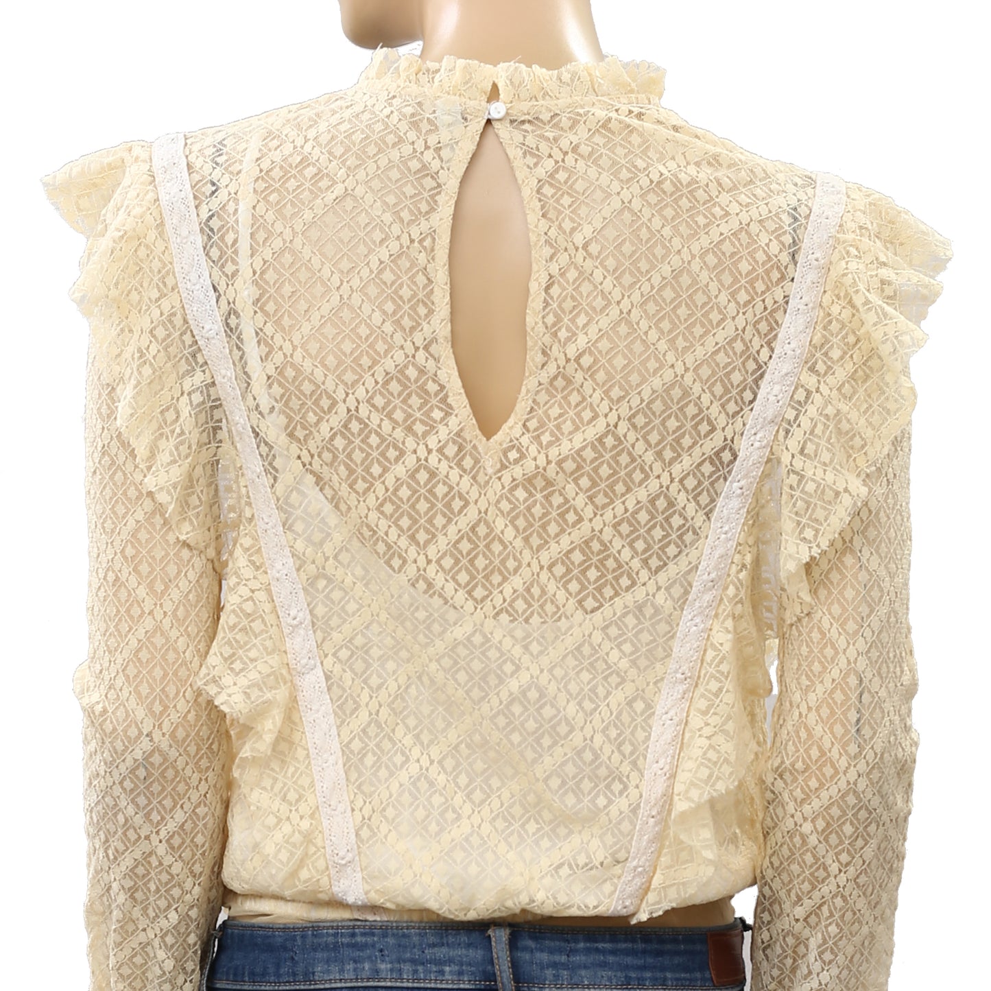 Intimately Free People Goldie Ruffle Lace Bodysuit Top