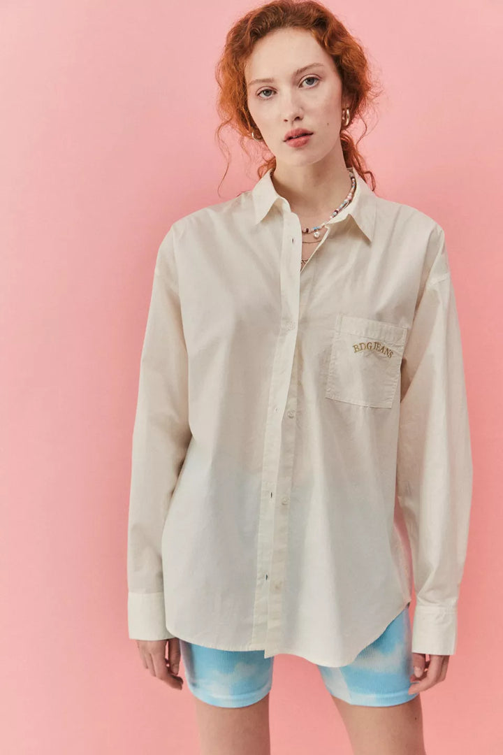 BDG Urban Outfitters Sadie Poplin Boyfriend Tunic Shirt Top