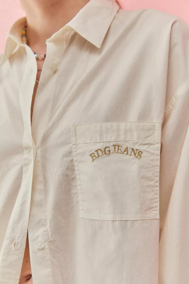 BDG Urban Outfitters Sadie Poplin Boyfriend Tunic Shirt Top