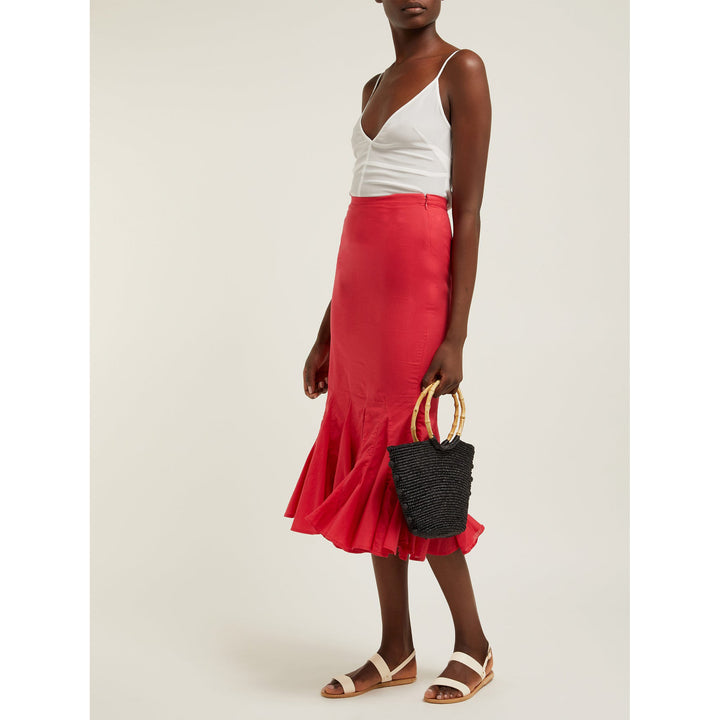 RHODE RESORT Sienna Fishtail Cotton Midi Skirt