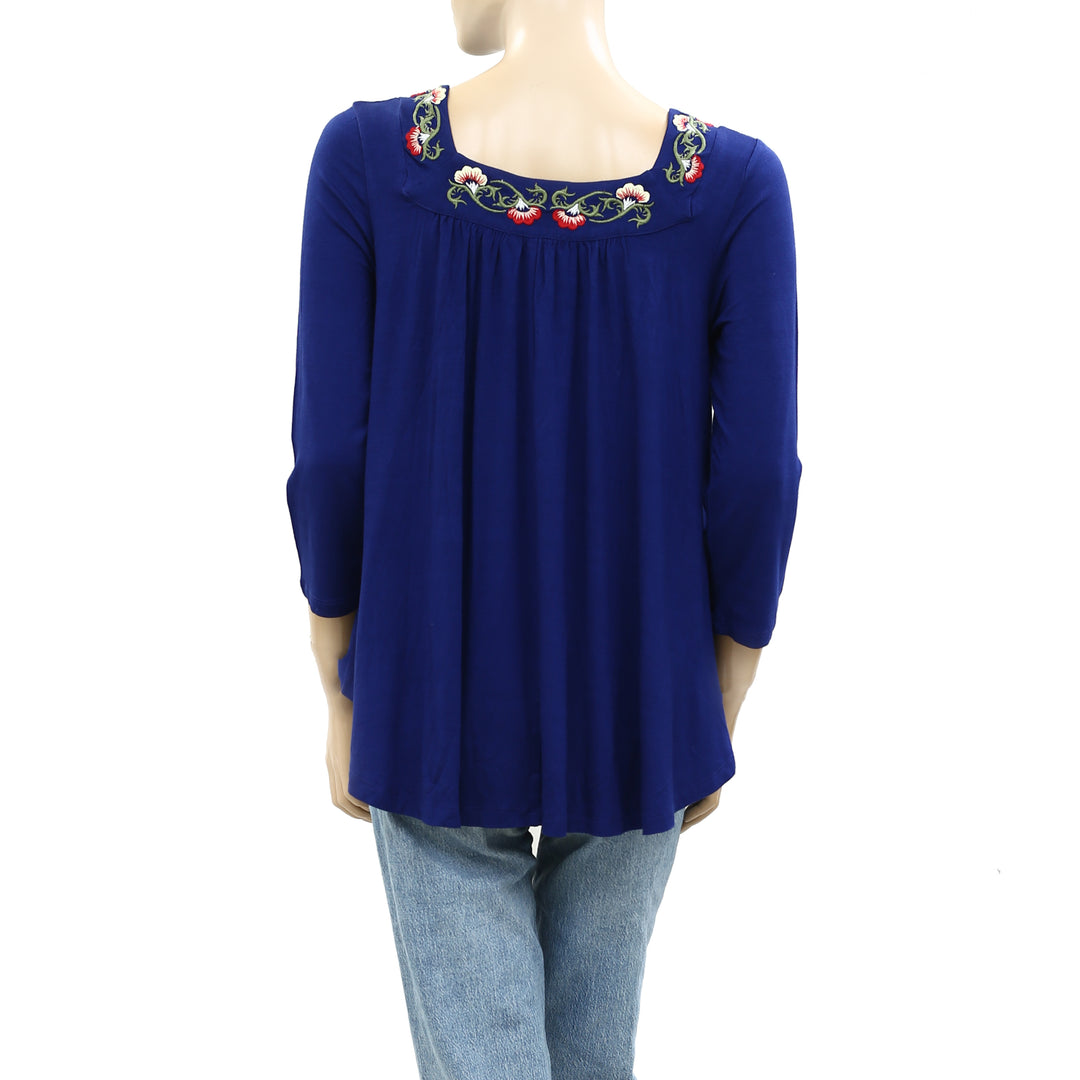 Caite Anthropologie Chelsea Embroidered Tunic Top