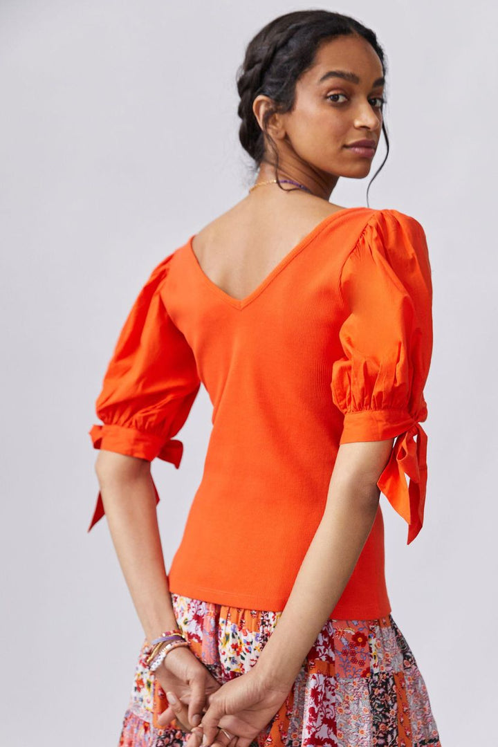 Maeve Anthropologie Puff-Sleeved Blouse Top