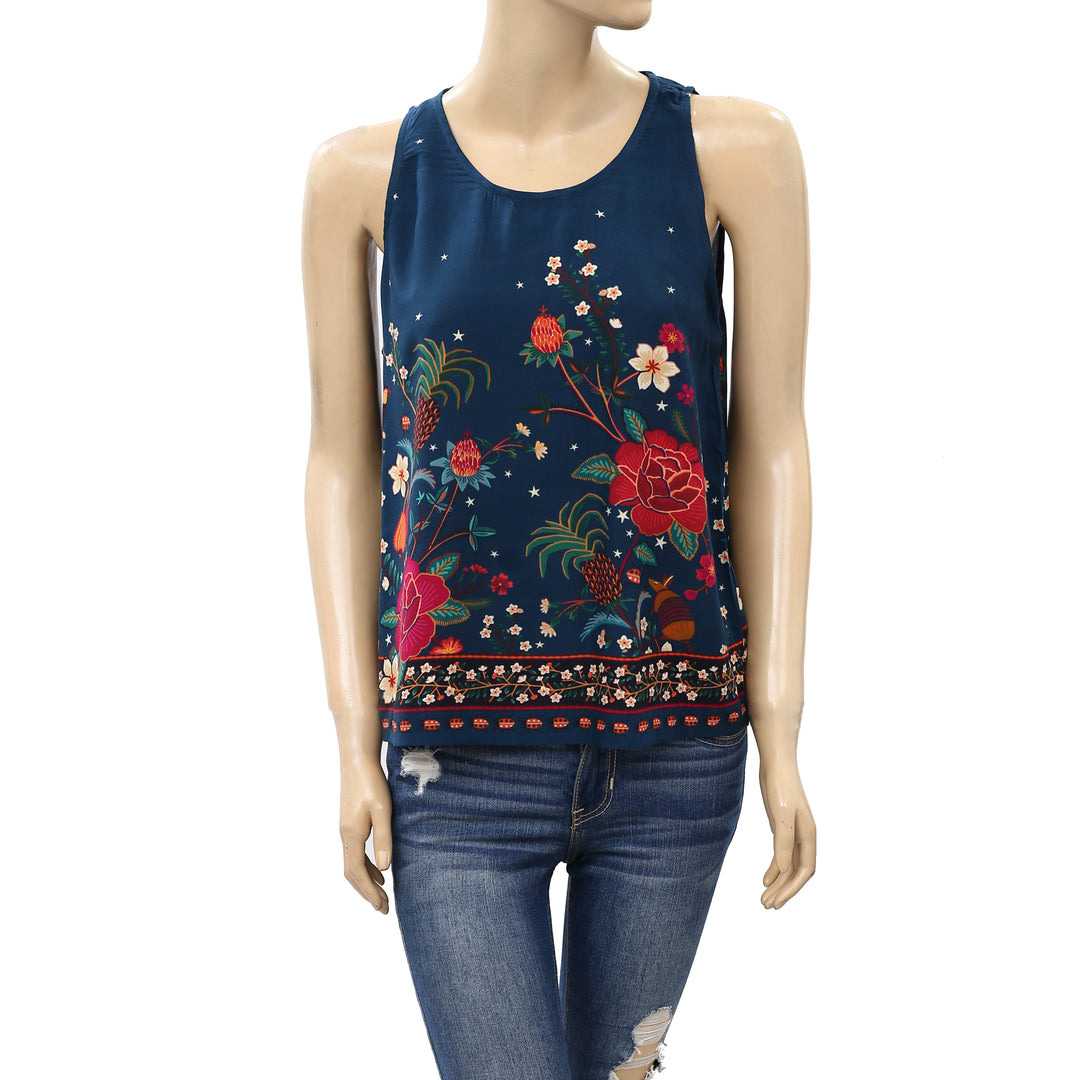 Farm Rio Anthropologie Flower Night Tank Blouse Top