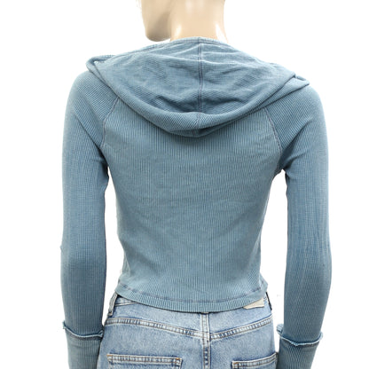 BDG Urban Outfitters Long-Sleeved Hooded Henley Blouse Top