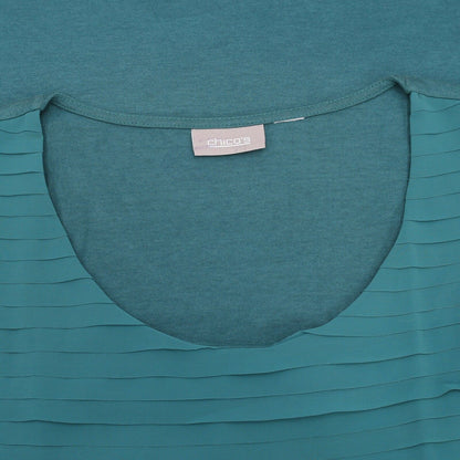 Chico's Pleated Green Tank Blouse Top M