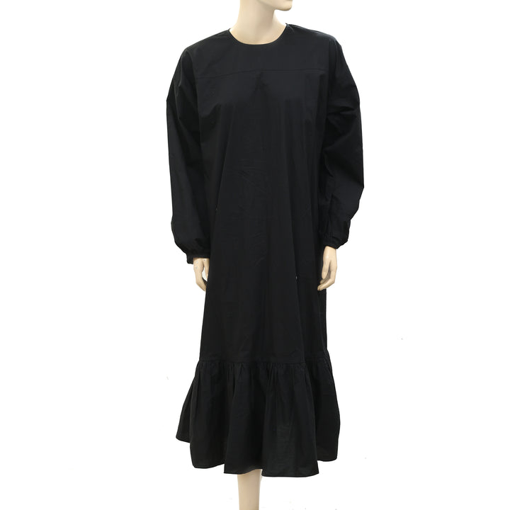 Merlette Black Cotton-Voile Solid Midi Dress