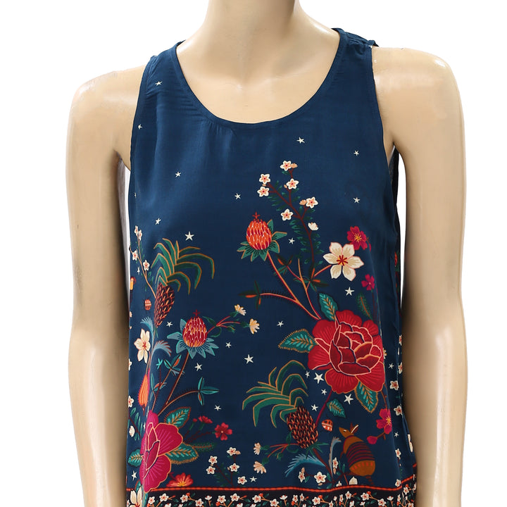 Farm Rio Anthropologie Flower Night Tank Blouse Top