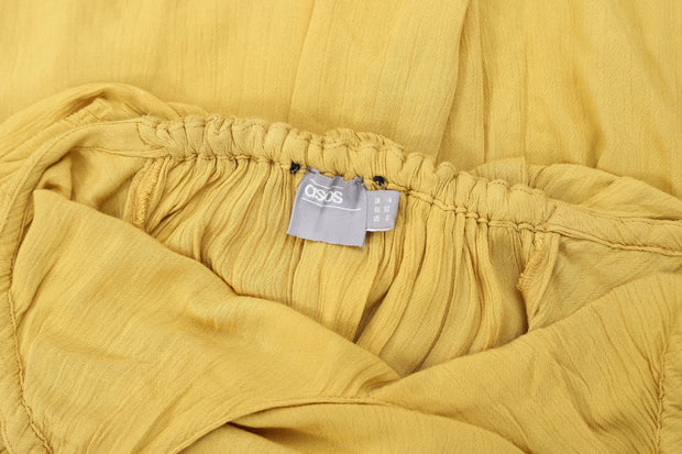 Asos 挂脖分层式黄色长连衣裙 XS-0