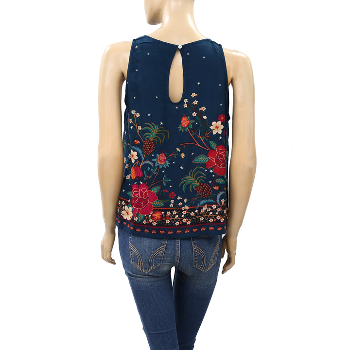 Farm Rio Anthropologie Flower Night Tank Blouse Top