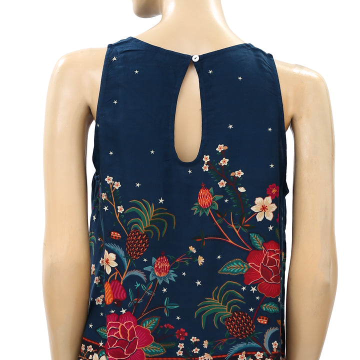 Farm Rio Anthropologie Flower Night Tank Blouse Top