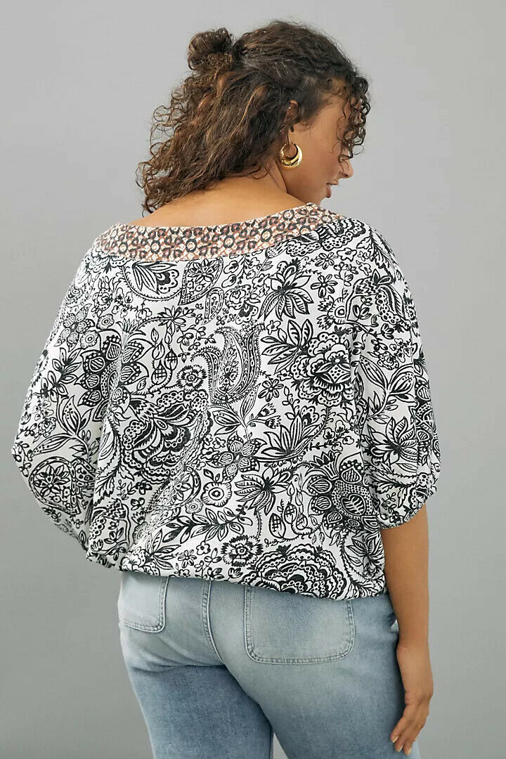 Anthropologie Samia Eye Catching Print Oversized Blouse Top