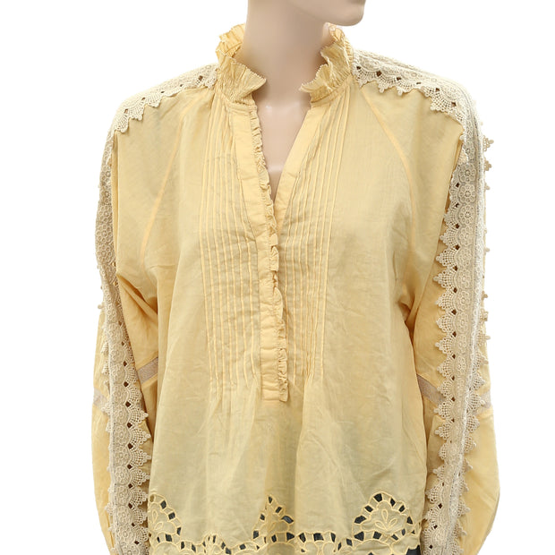 Odd Molly Anthropologie Floral Crochet Lace Blouse Top