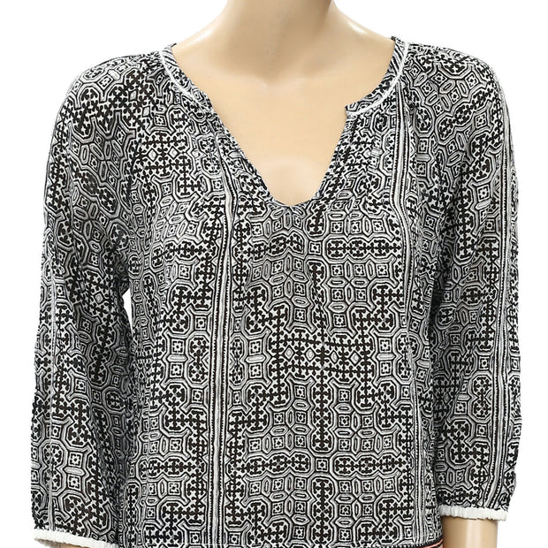 Joie Cherree Printed Embroidered Blouse Top