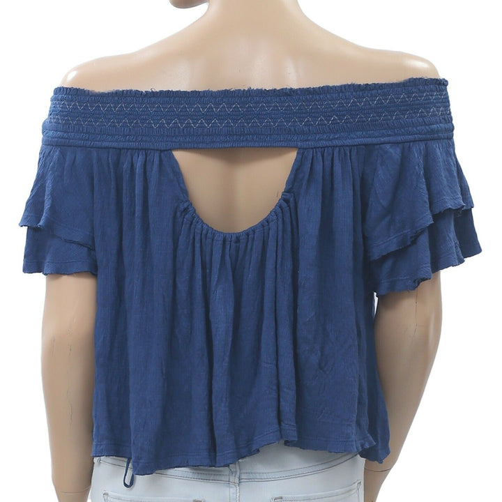 Free People Women's Santorini Blue Blouse Top