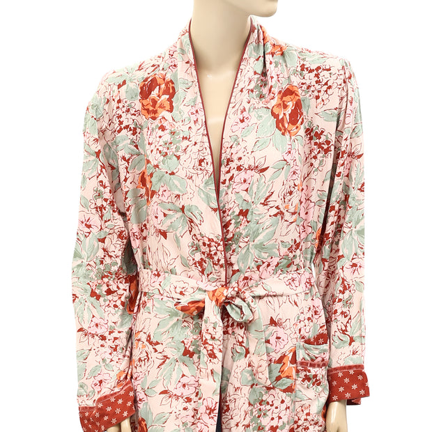 Laura Ashley Floral Printed Coverup Robe Duster Maxi Top