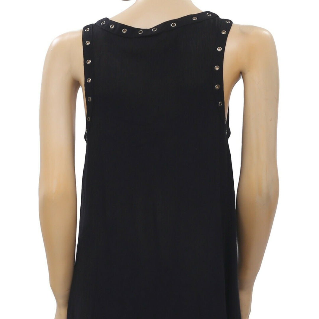 Miss Shop Studded Black Lace up Tank Mini Dress
