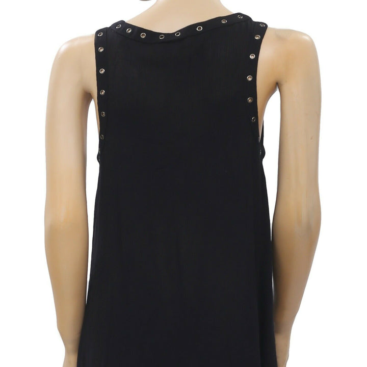 Miss Shop Studded Black Lace up Tank Mini Dress