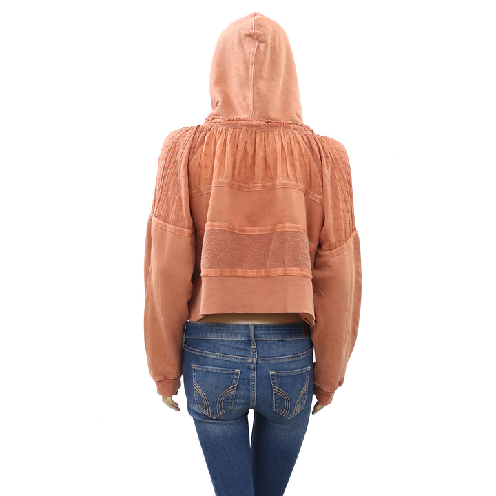 Free People Piper Pieced Crop Pullover Hoodie Top