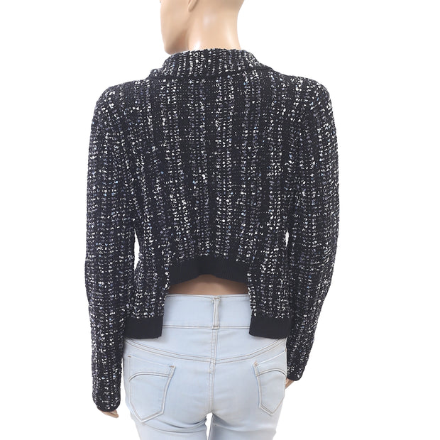 BCBGMAXAZRIA Knitted Tweed Sweater Top