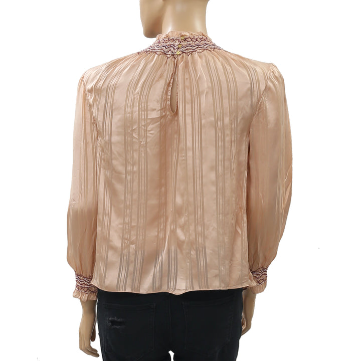 Ulla Johnson Geri Embroidered Silk Blouse Top