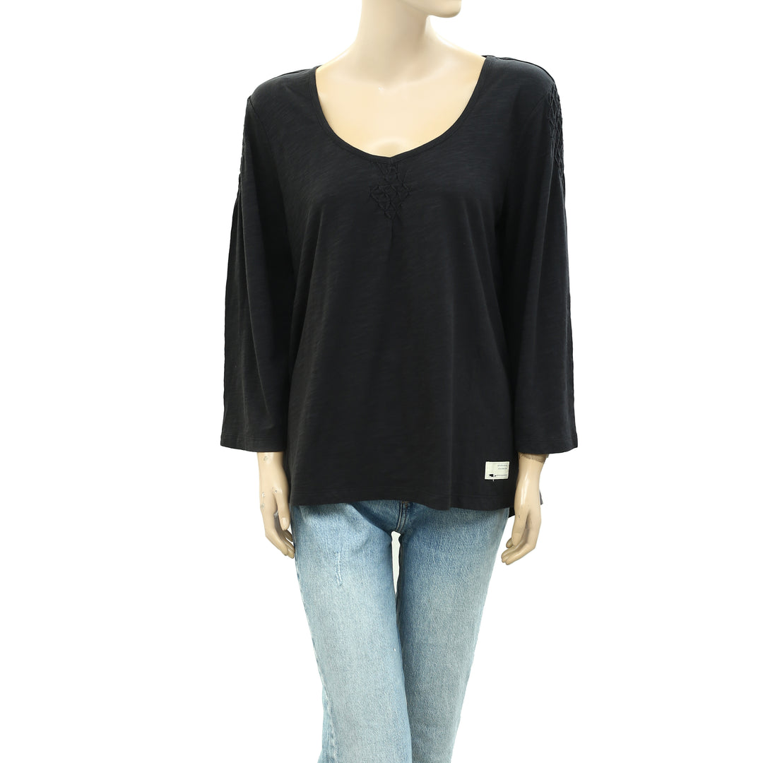 Odd Molly Anthropologie Solid Black Tunic Top