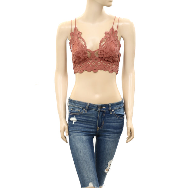 Free People FP One Adella Bralette Embroidered Lace Copper Crop Top S