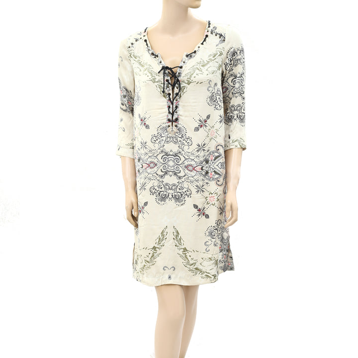 Odd Molly Anthropologie Studded Paisley Print Mini Dress