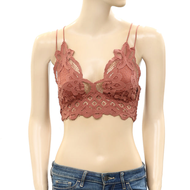 Free People Fp One Adella Bralette Lace Criss Cross Smocked Copper