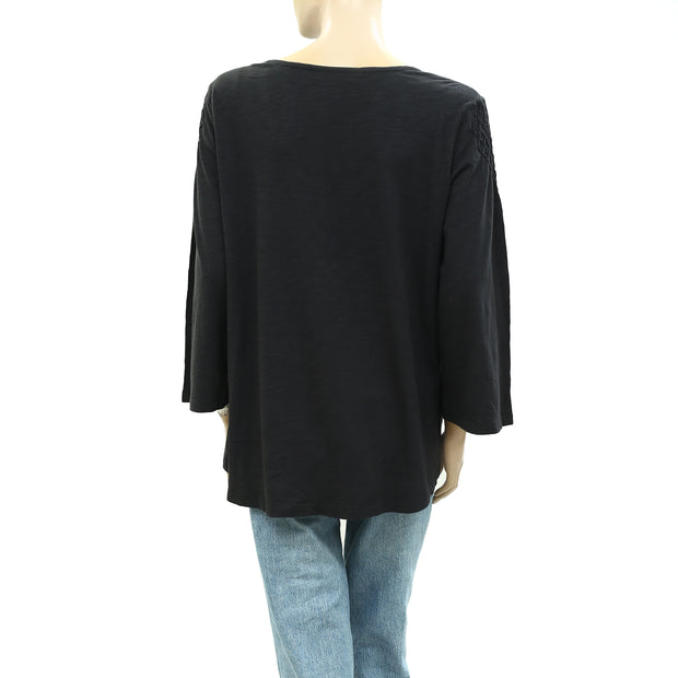 Odd Molly Anthropologie Solid Black Tunic Top