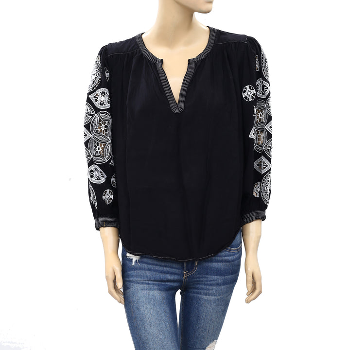 Anthropologie Remy Embroidered Blouse Shirt Top