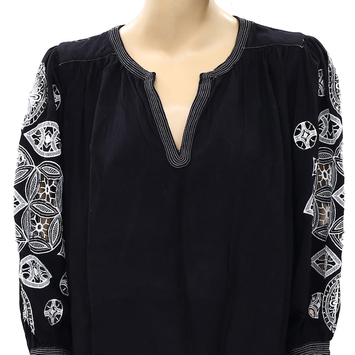 Anthropologie Remy Embroidered Blouse Shirt Top