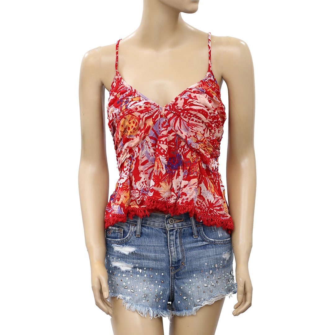 Free People Kahlo Printed Halter Blouse Crop Top