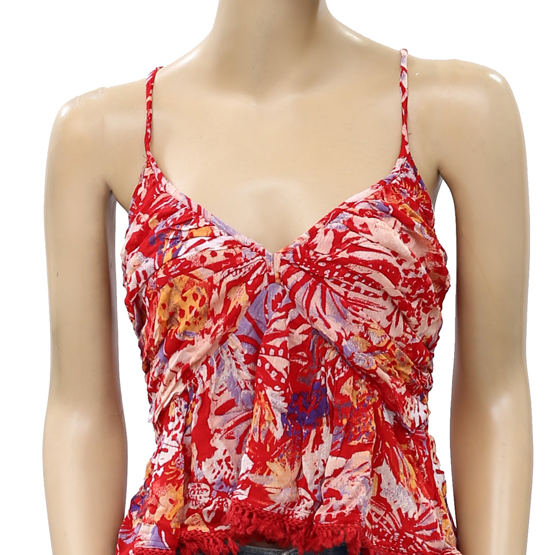 Free People Kahlo Printed Halter Blouse Crop Top