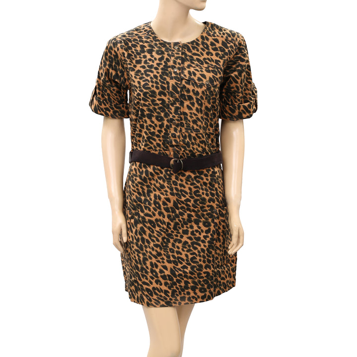 Petite Mendigote Leopard Printed Shift Mini Dress