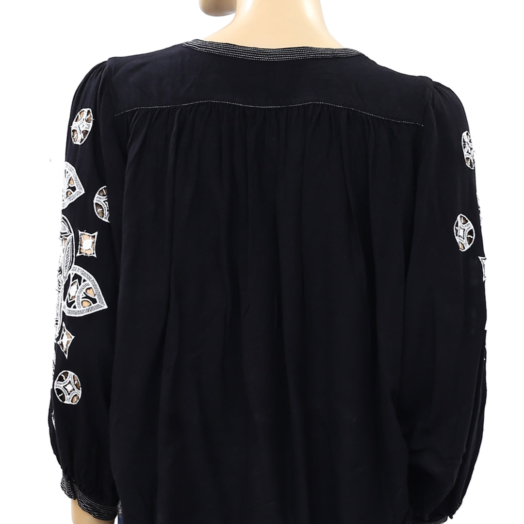 Anthropologie Remy Embroidered Blouse Shirt Top