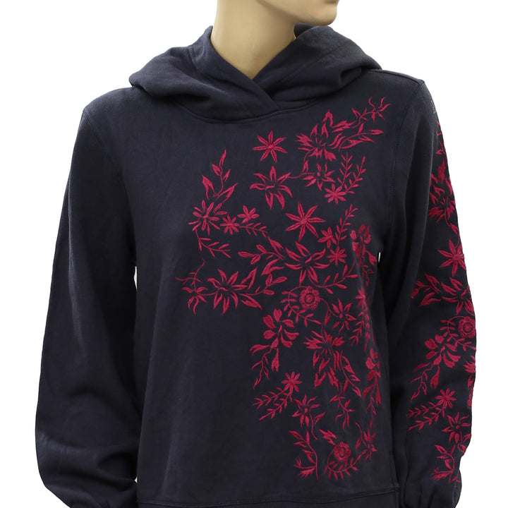 Maeve Anthropologie Waverly Embroidered Hoodie Pullover Top