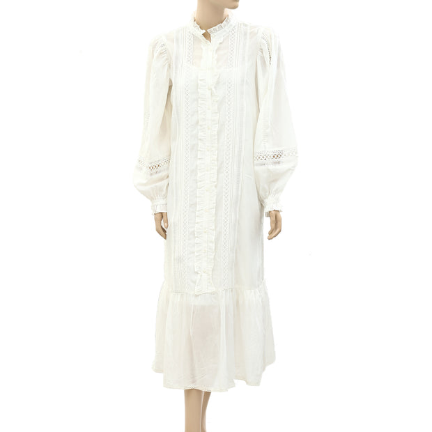 River Island Cream Embroidered Long Sleeves Midi Dress
