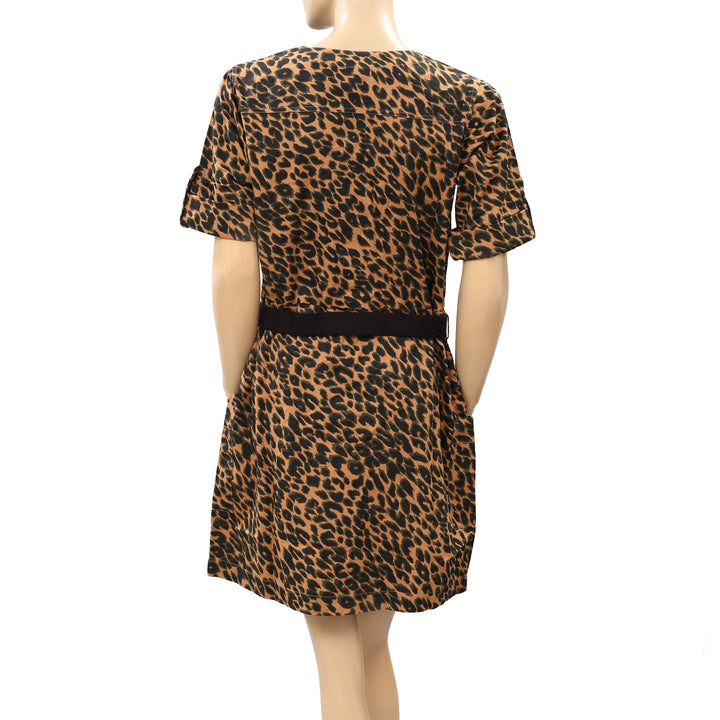 Petite Mendigote Leopard Printed Shift Mini Dress
