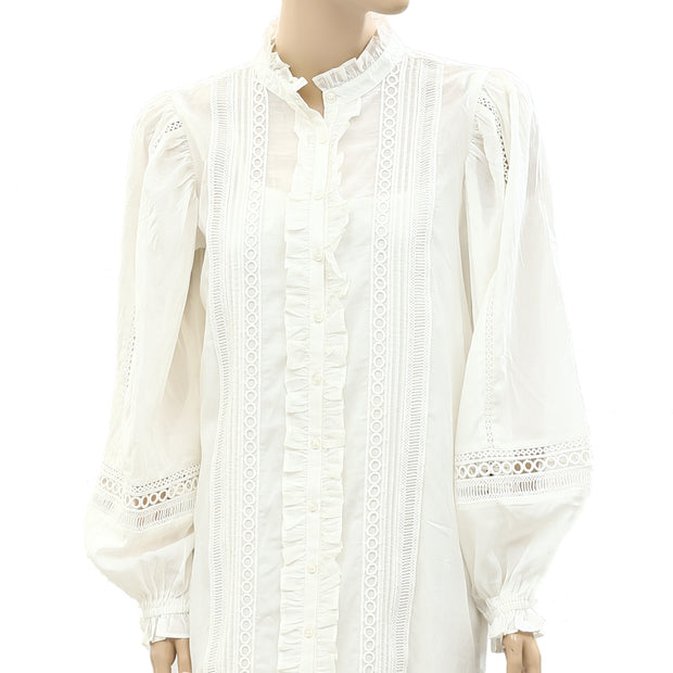 River Island Cream Embroidered Long Sleeves Midi Dress