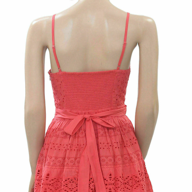Monsoon Eyelet Embroidered Pink Dress