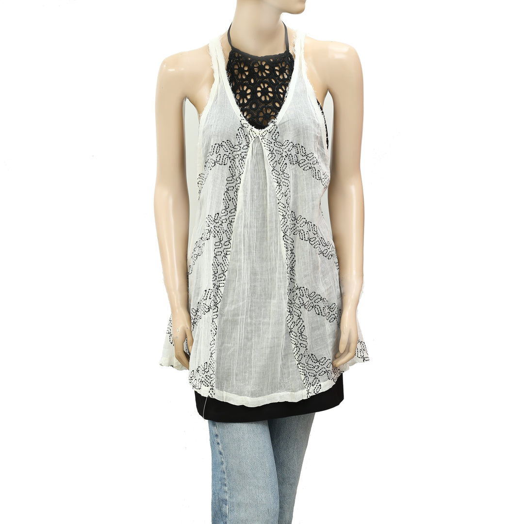 Free People FP Kaia One Printed Crochet Tunic Top