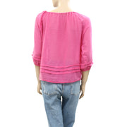 Denim & Supply Ralph Lauren Pink Ruffle Peasant Top