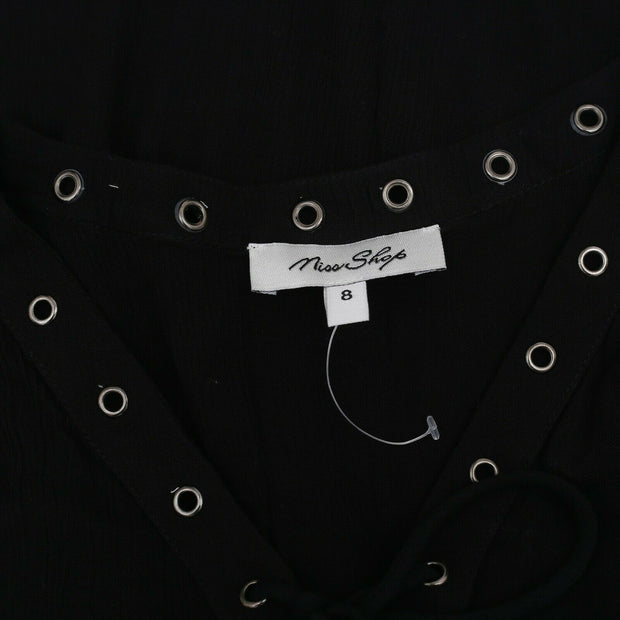 Miss Shop 铆钉黑色系带背心束腰连衣裙 M 8