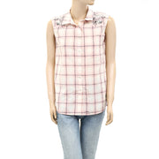 Odd Molly Anthropologie Embroidered Plaid Tunic Shirt Top