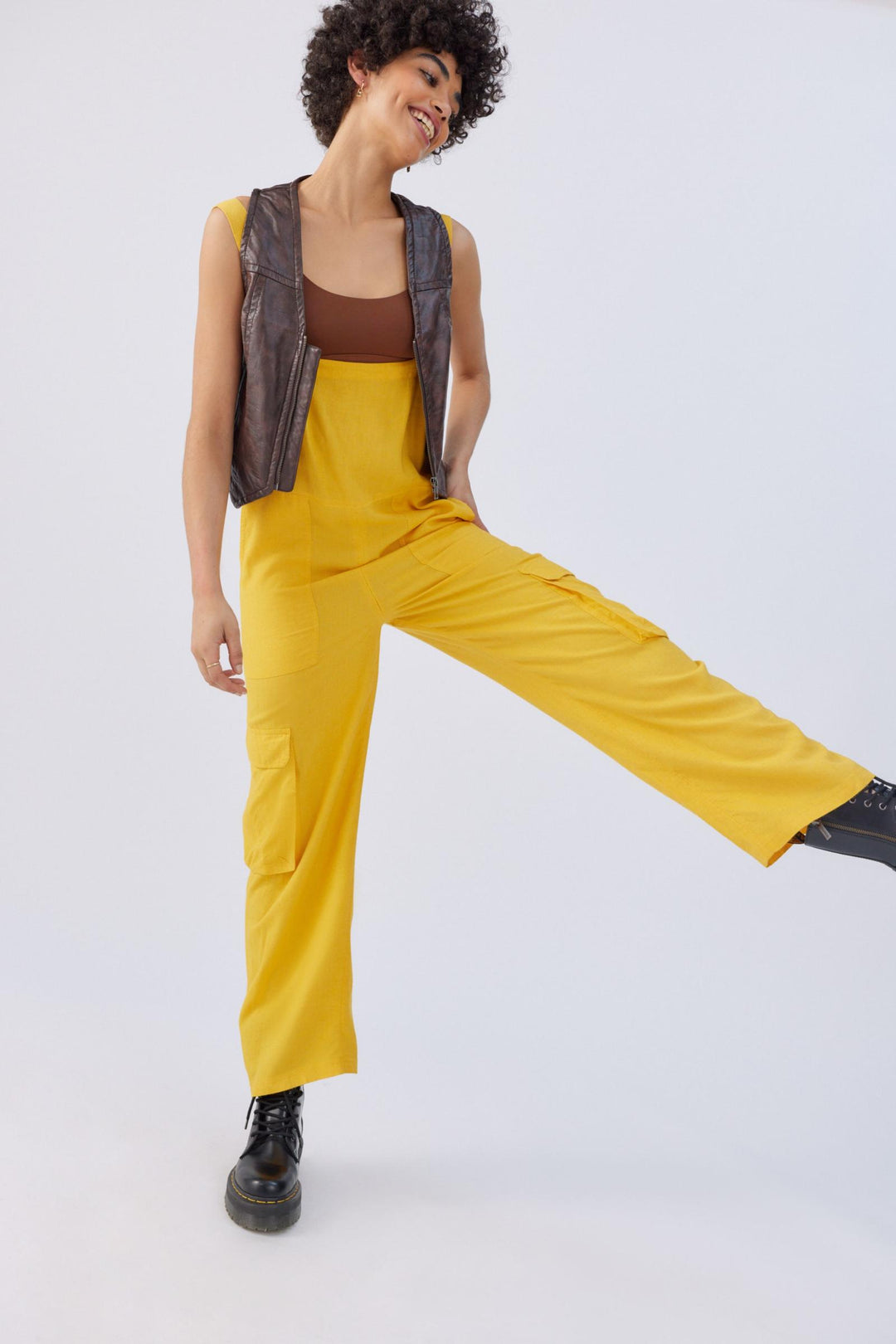 BDG Urban Outfitter Tilly Linen Utility Overall Jumpsuit